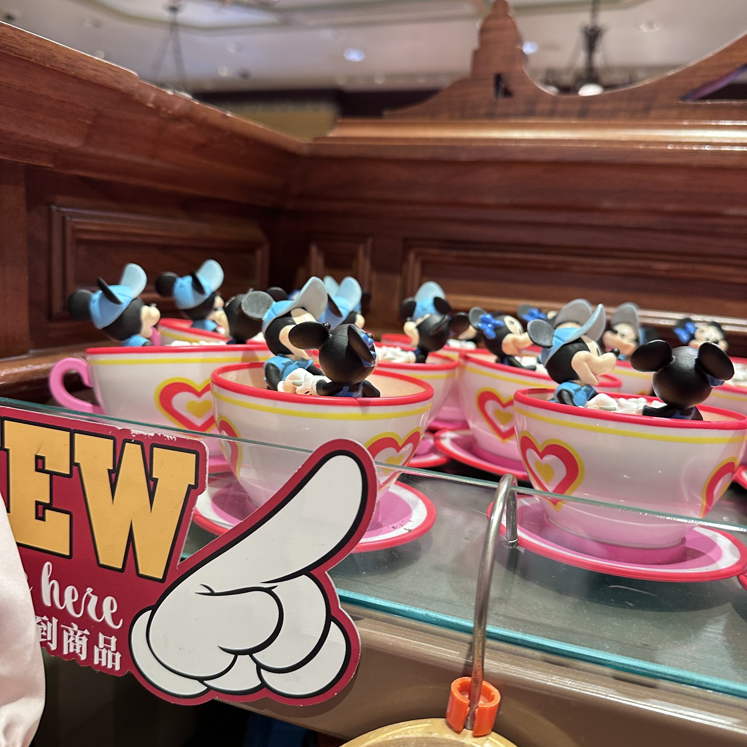 香港迪士尼乐园款米奇米妮茶杯碰碰车场景公仔摆件 diy配生日礼物