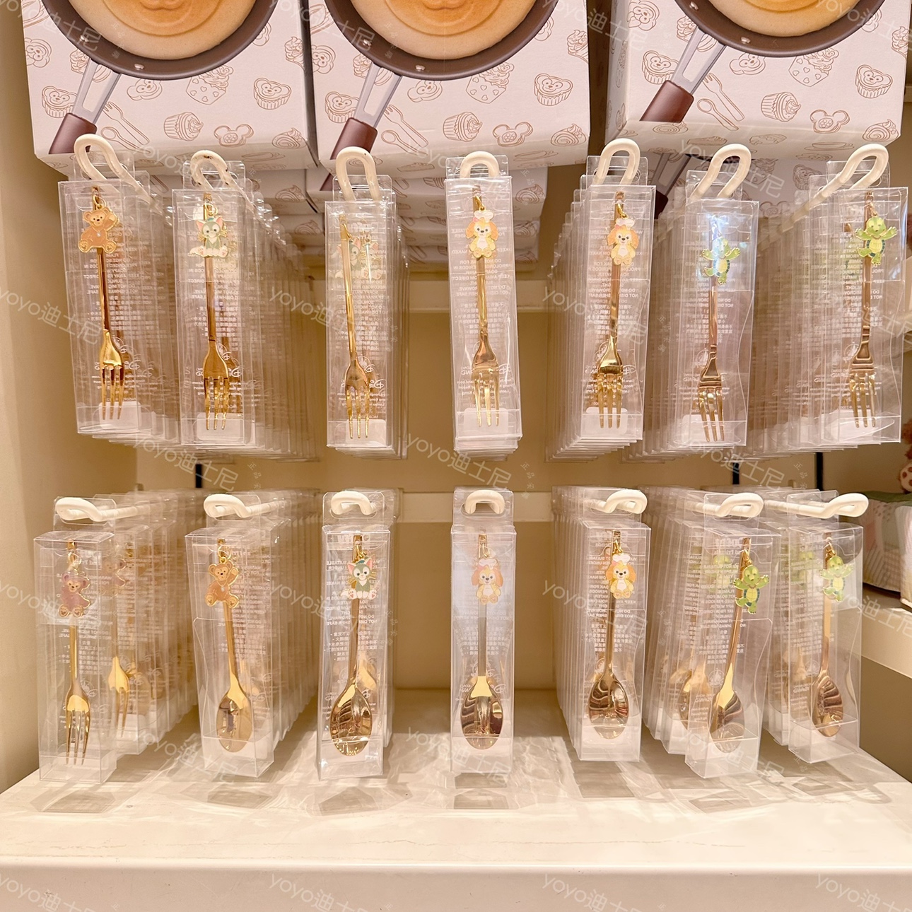 香港迪士尼 达菲熊七宝饼饼玲娜贝儿 唐老鸭三眼仔勺子叉子餐具