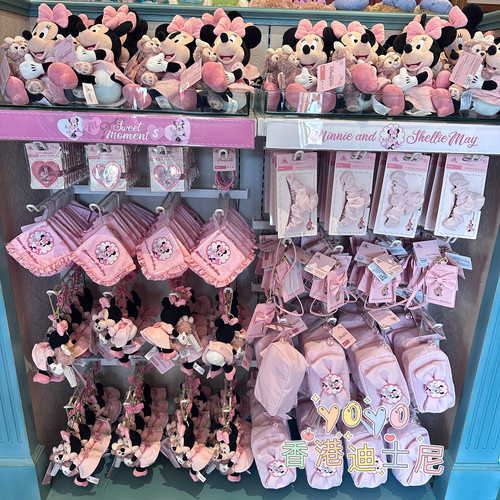 香港迪士尼乐园26年新品米妮抱抱雪莉玫可爱毛绒玩偶挂件发箍发夹