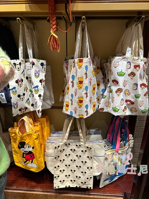 香港迪士尼 米奇米妮玩具维尼小熊可爱卡通环保单肩帆布袋 手提包