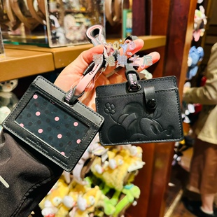 香港迪士尼 蝴蝶结米妮 可爱卡通挂脖证件卡包 学生卡地铁卡