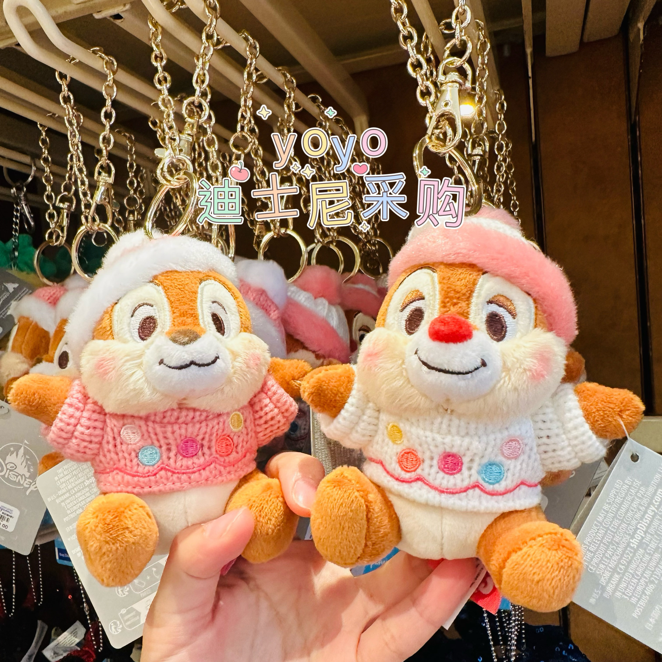 香港迪士尼 松鼠兄弟 钢牙大鼻蒂蒂可爱卡通毛绒公仔钥匙扣 挂件