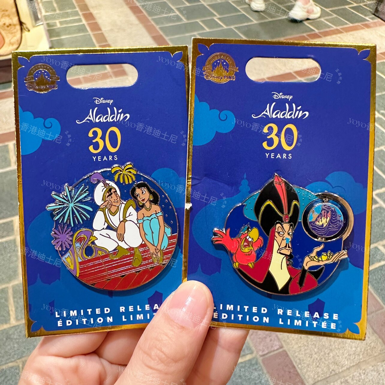 香港迪士尼 阿拉丁神灯 茉莉公主30周年纪念卡通收藏徽章交换pin