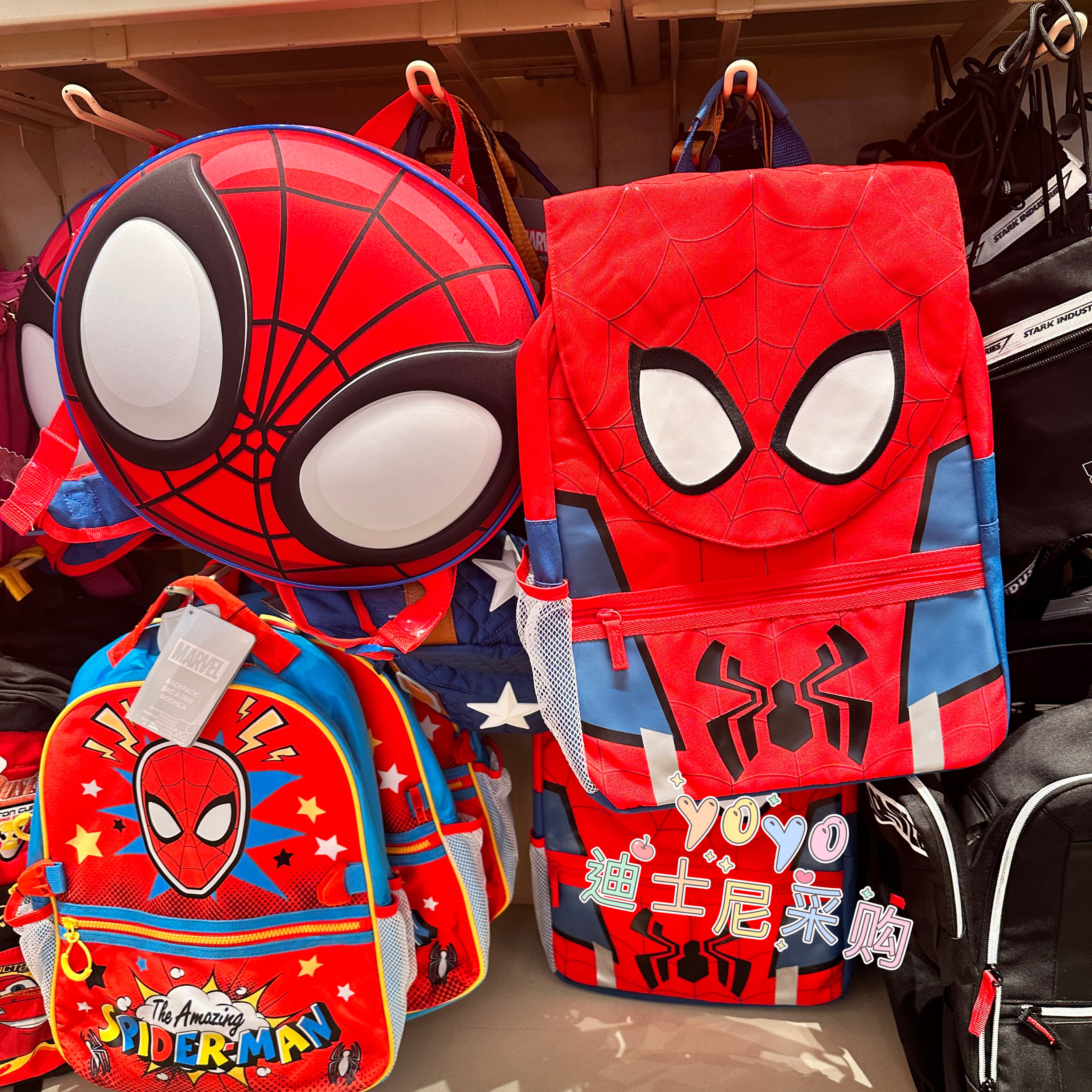 香港迪士尼 复仇者联盟 漫威蜘蛛侠卡通小学生书包 儿童双肩包