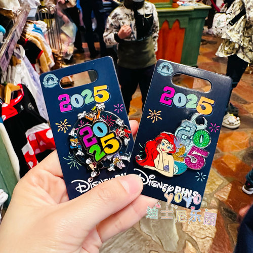 香港迪士尼 2025米奇米妮唐老鸭 美人鱼公主卡通纪念徽章收藏pin