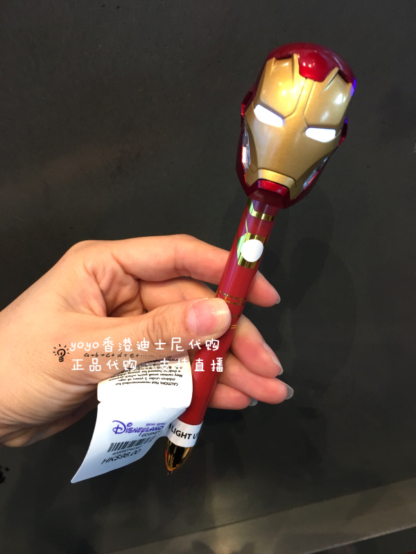 香港迪士尼乐园 复仇者联盟 钢铁侠3D造型Led灯 卡通圆珠笔走珠笔