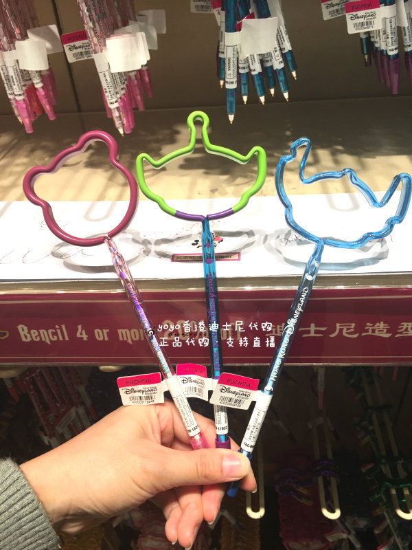 香港迪士尼 草莓小熊三眼仔史迪仔 卡通头像造型圆珠笔 走珠笔