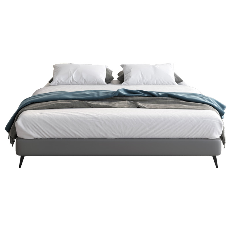 意式轻奢极简无床头床无靠背现代简约不带没有Q床头的榻榻米床架