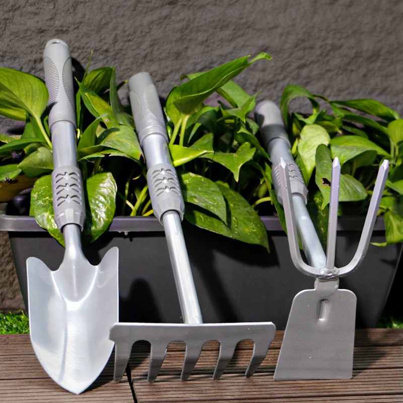 德国精工园艺工具三件套装小铲子B锄头不锈钢除草松土神器耙子多