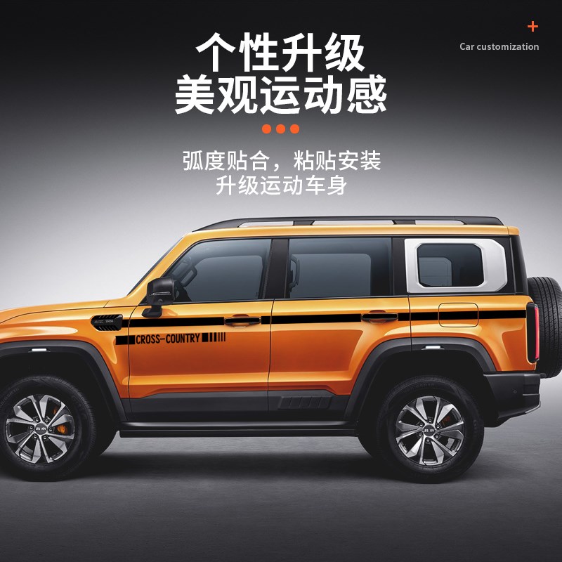 2024款北京BJ40改装专用车身装饰贴汽车拉花贴膜腰线X贴纸反光夜