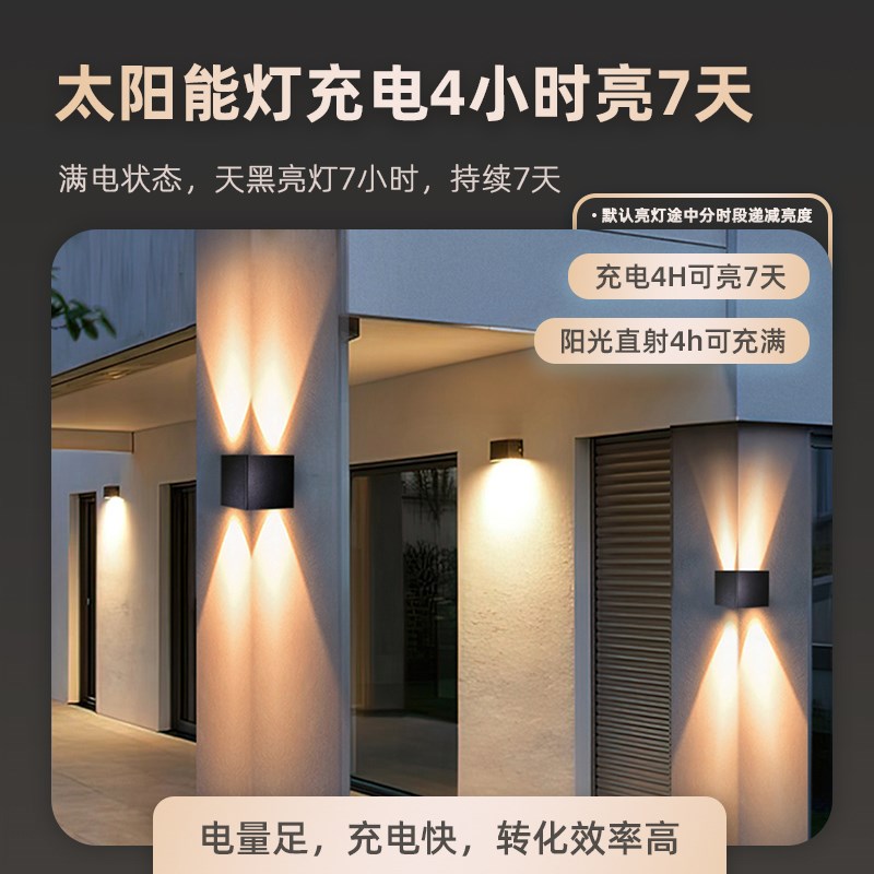 户外壁灯太阳能洗墙灯别墅庭院灯围墙壁灯阳台花V园外墙灯拐角灯