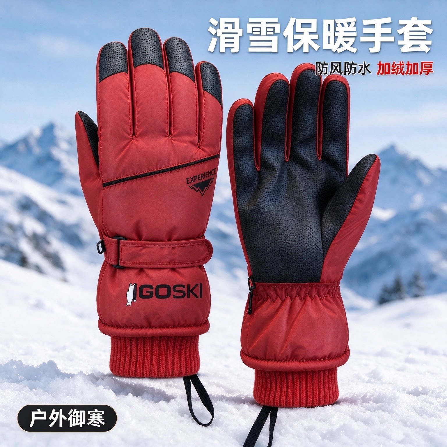 东北零下40度男保暖手套加绒加厚滑雪骑行防风防水摩托车手套女冬