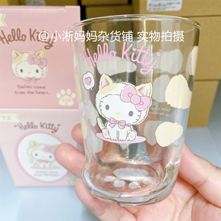 猫爪造型玻璃杯水杯 SANRIO美乐蒂库洛米Kitty玉桂狗 日本制 现货