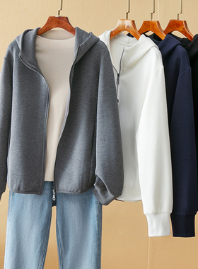 蛮文 品质好货 下摆窄螺纹收口 灵巧利落显瘦连帽卫衣外套女46160