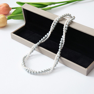 5M005  高颜值进口施华洛贝珠双层纽纽珍珠项链 蛮文 小众设计感