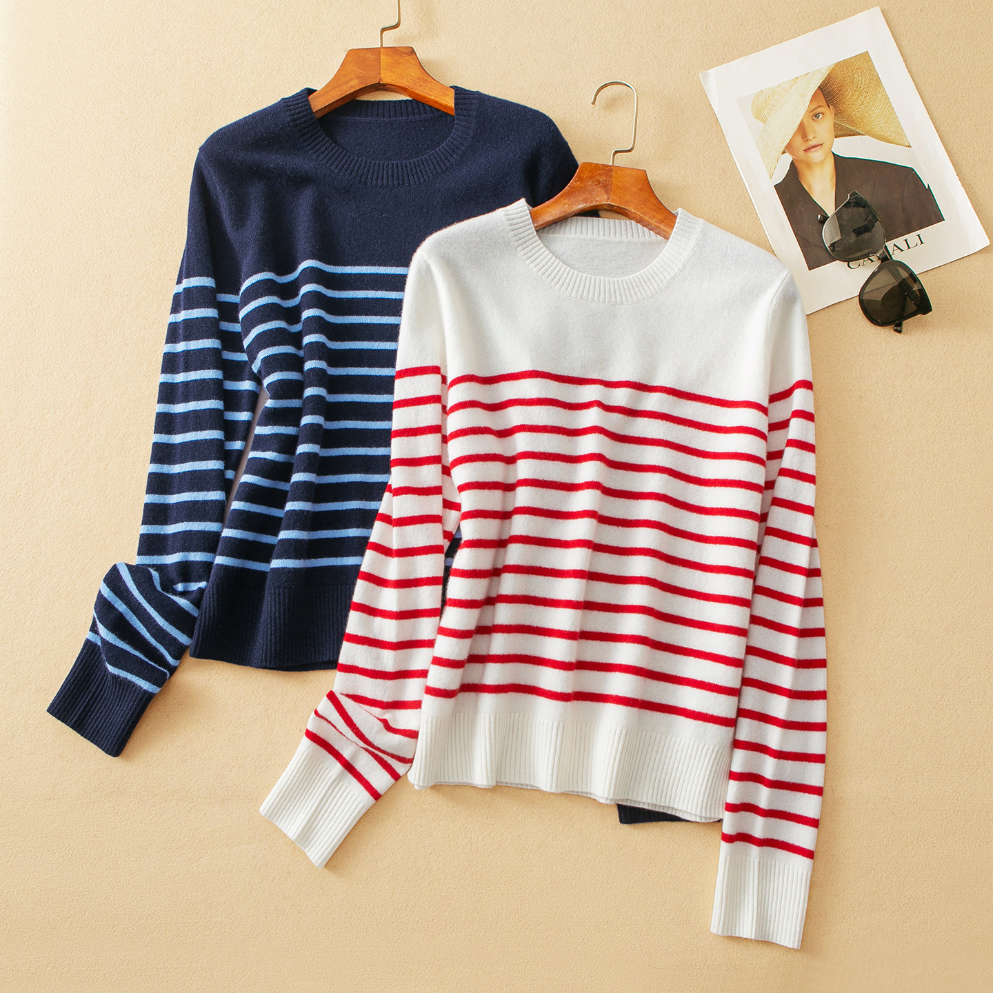 蛮文 美国单 经典不过时 配色有质感 100%羊毛条纹针织毛衣 59188