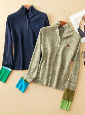 蛮文 柜上2K+ 运动休闲设计感利落精致羊毛半拉链针织衫高领59135