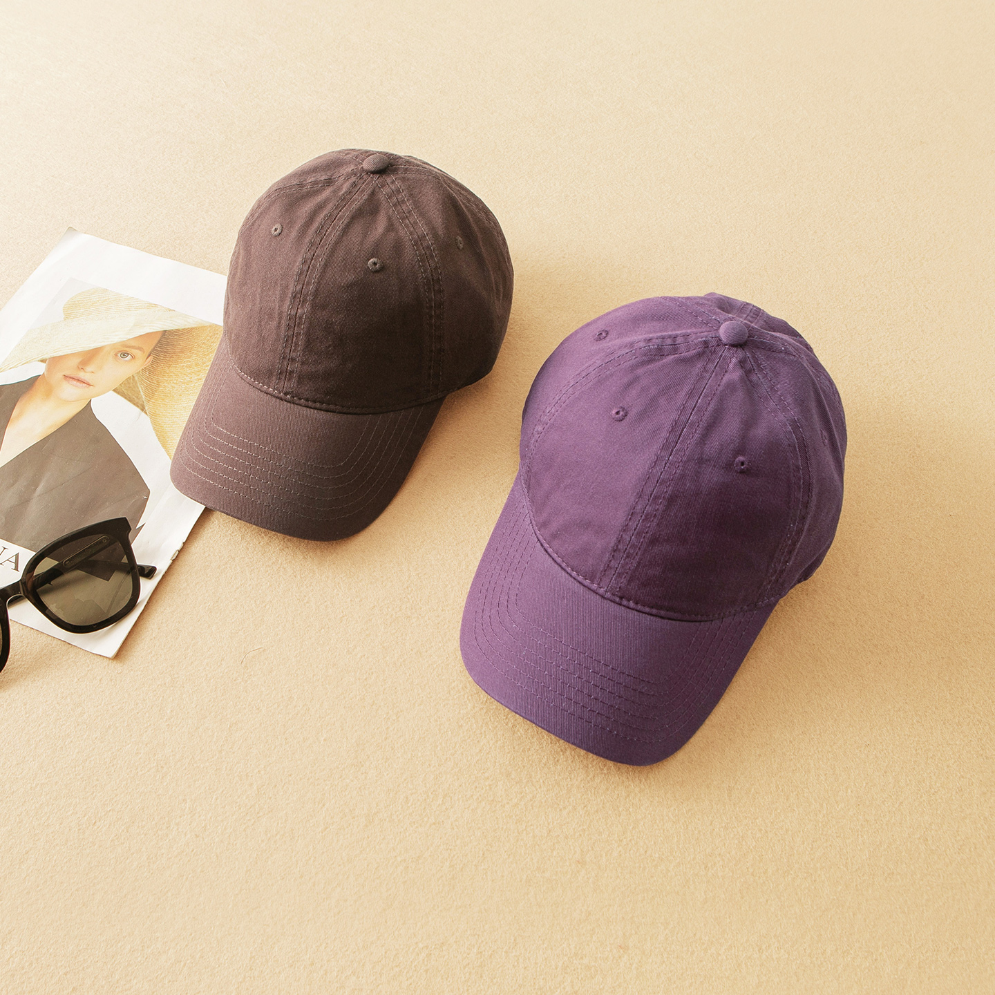 蛮文 出韩国商场单 颜色高阶显肤白优雅有质感显脸小棒球帽 5K032