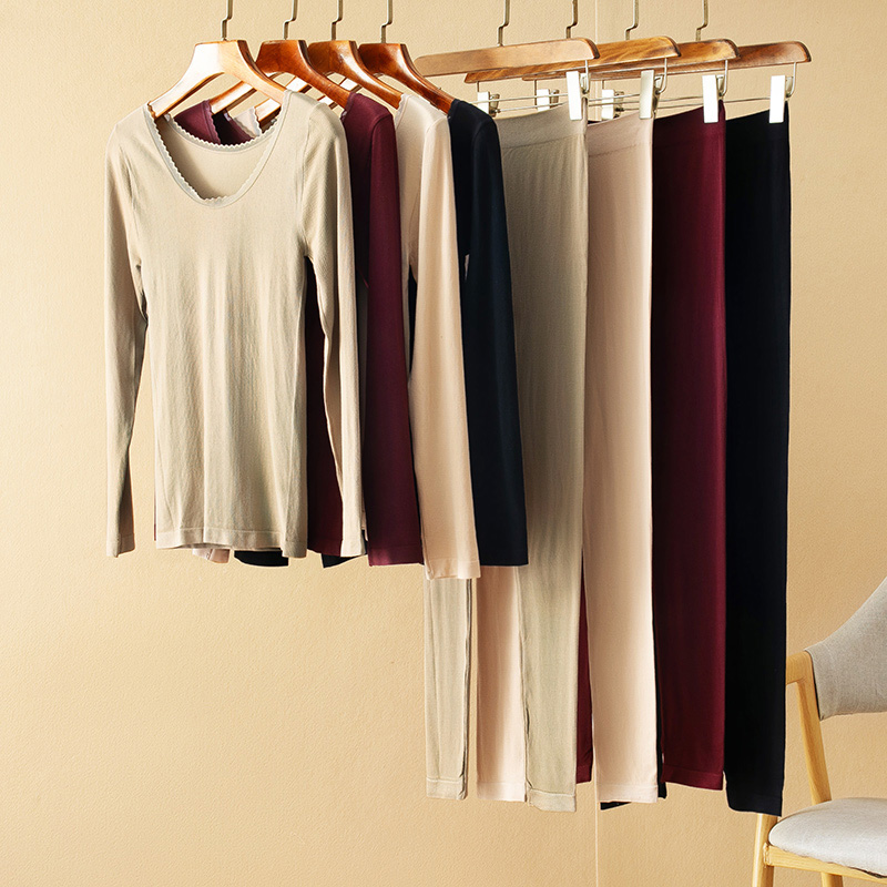 蛮文 柔润细腻高弹 秋冬保暖轻磨毛工艺 养肤面膜秋衣裤套装4F033