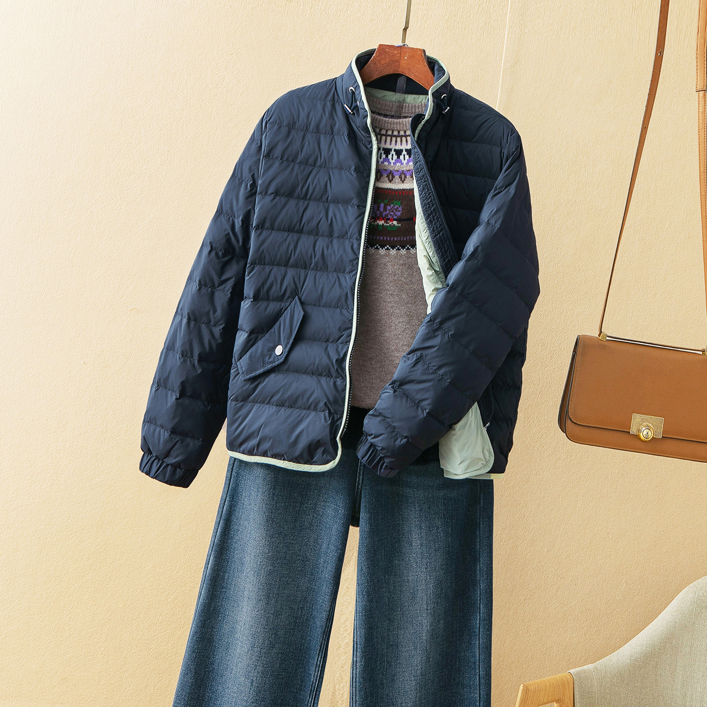 蛮文 意大利单 三防面料+白鹅绒填充轻便保暖有型高端鹅绒服56273