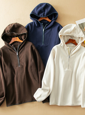 蛮文 意LP高级感细腻亲肤绒面摇拉绒保暖早春半拉链卫衣外套46332