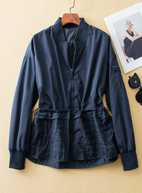蛮文 小腰一收 显高显瘦 东丽三防料高级气质感小立领外套女56133