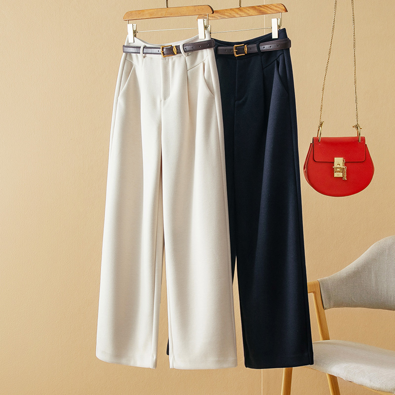 蛮文 垂落有型 逆天大长腿 高级感真丝羊毛呢高腰西裤女40236
