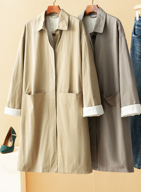 蛮文 日本单 定织进料 文艺范气质经典廓形中长款风衣外套女56140