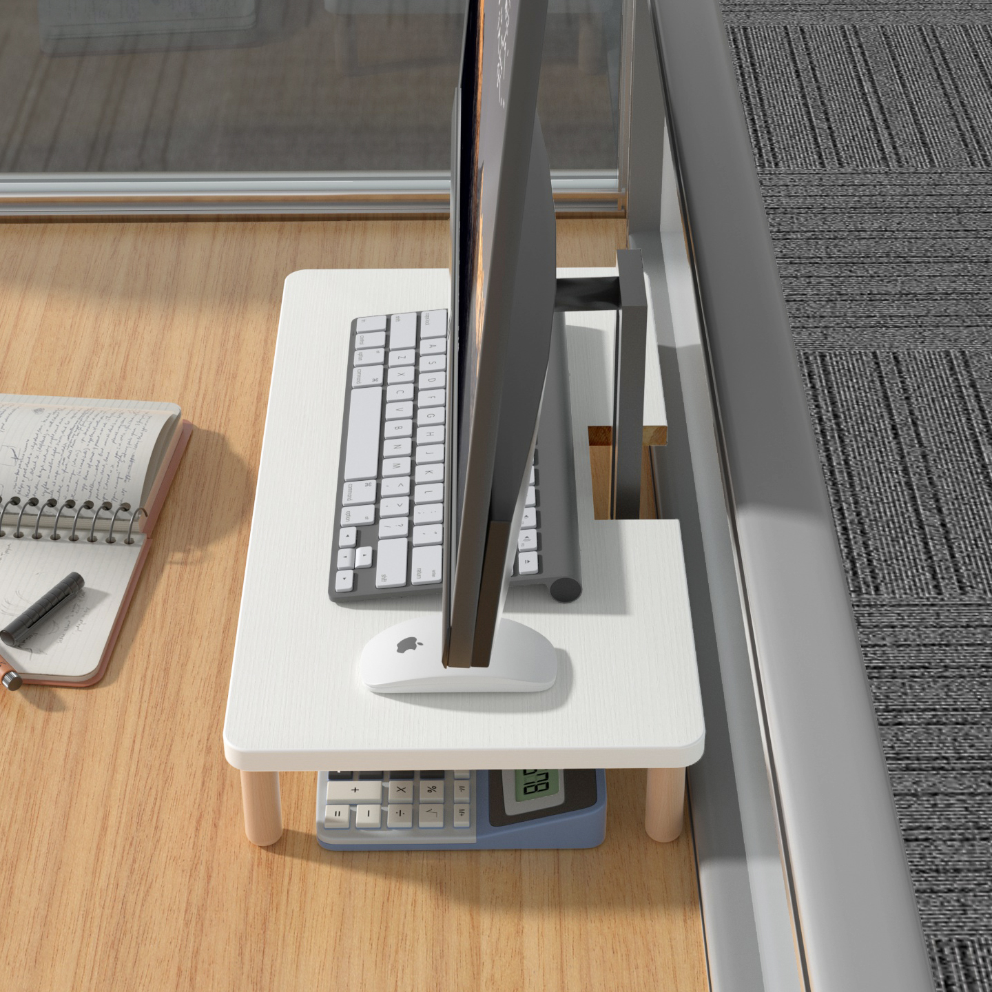 凹款电脑增高架 桌面键盘收纳架 桌上分层收纳架 键盘增高架