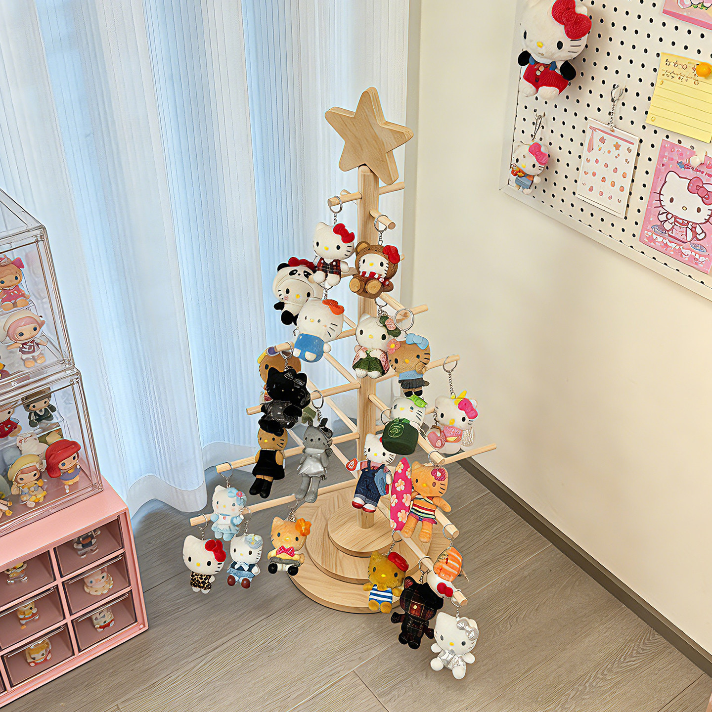 毛绒挂件架三丽鸥挂件收纳架圣诞树造型潮玩展示架圣诞装饰置物架