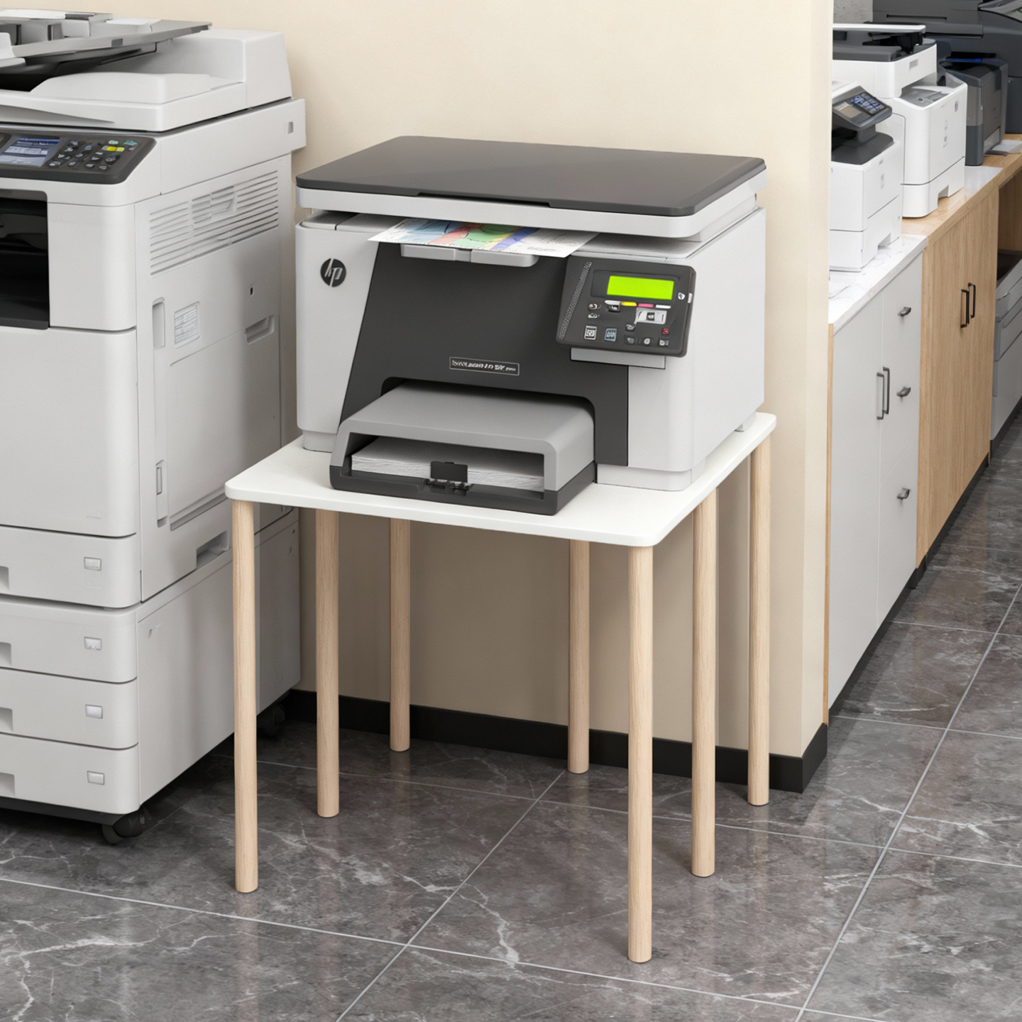 大型打印机置物架落地式木质打印机架办公桌下置物架打印机收纳