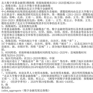 北大数字普惠金融第3期指数 省级地级城市2011-2020县