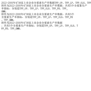 2022-2000年4738家上市企业全要素生产率数据TFP