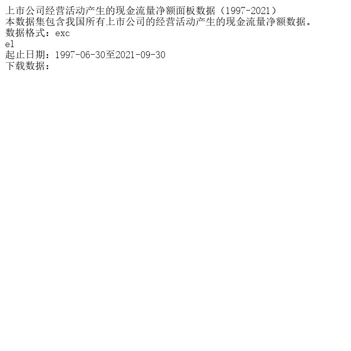 上市公司经营活动产生的现金流量净额面板数据（1997-202