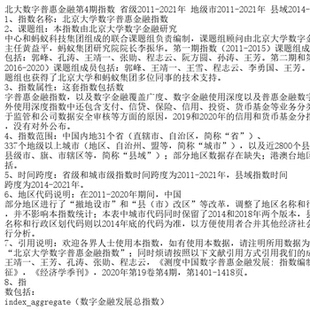 北大数字普惠金融第4期指数 省级2011-2021年 地级市2011-2021年