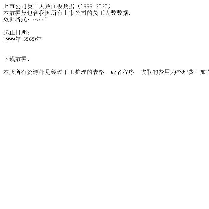 上市公司员工人数面板数据（1999-2020）