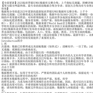 【全面更新】2023版世界银行WDI数据库完整合集，上千指标