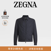 ZEGNA杰尼亚男装 海军蓝羊毛及桑蚕丝拉链短夹克外套