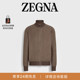 ZEGNA杰尼亚男装 棕色配浅灰褐色拉链开衫