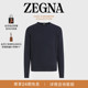 ZEGNA杰尼亚男装 混海军蓝OasiCashmere羊绒针织圆领毛衣