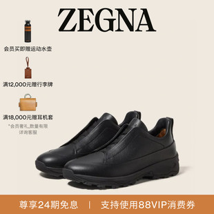 [礼物]ZEGNA杰尼亚黑色Triple Stitch™Monte奢华休闲鞋