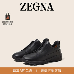 ZEGNA杰尼亚冬季黑色Triple Stitch™Monte奢华休闲鞋