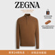 ZEGNA杰尼亚男装 深骆马红棕色Oasi Cashmere拉链羊绒毛衣