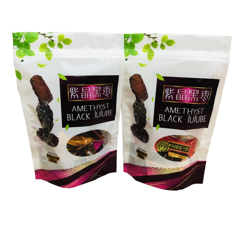 一斤紫晶黑枣包装袋子500克装无核黑枣自封袋休闲食品自立塑料袋