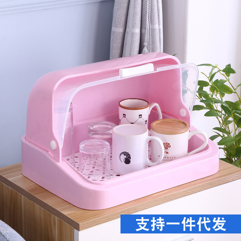 厨房装奶瓶沥水碗架置物架放杯子茶具碗筷餐具防尘收纳盒带盖杯架