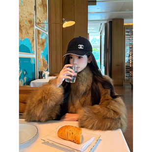 TNNG皮草“暮秋琥珀”2025冬季新款狐狸毛皮草外套女短款年轻显瘦