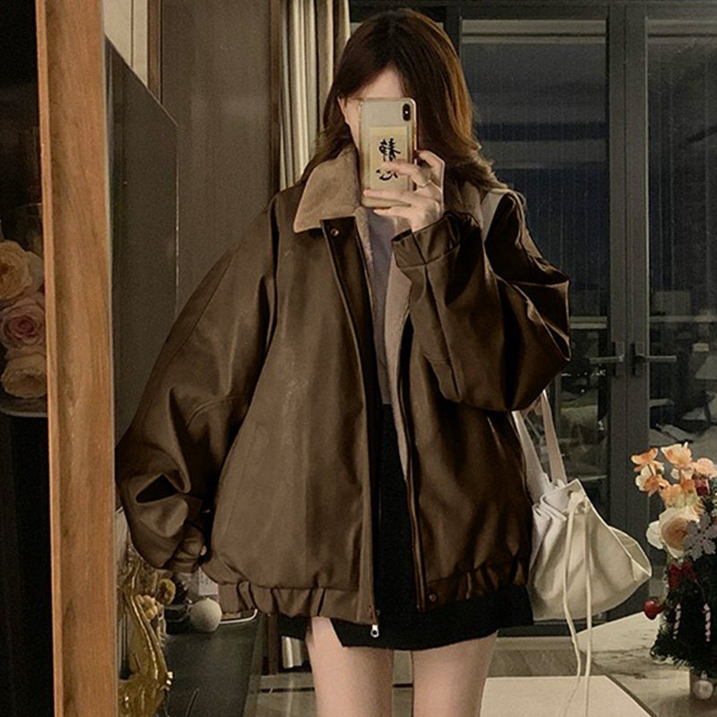 实拍超巨好看夹棉厚外套女冬季新款冬装韩系独特漂亮减龄pu皮上衣