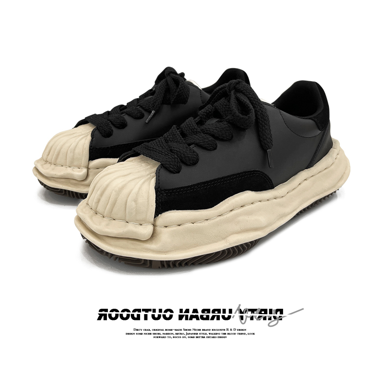 川九州CJZKYUHU 贝壳头ins真皮溶解鞋增高潮男女秋冬轻便复古板鞋