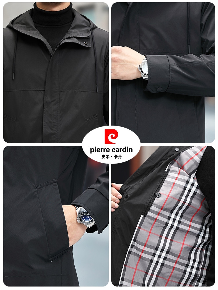 PIERRE CARDIN COUNTER FALL 2024 HIGH-END TRENCH COAT MENS MIDI COAT NEW THIN SLIM BUSINESS CASUAL MID-AGED