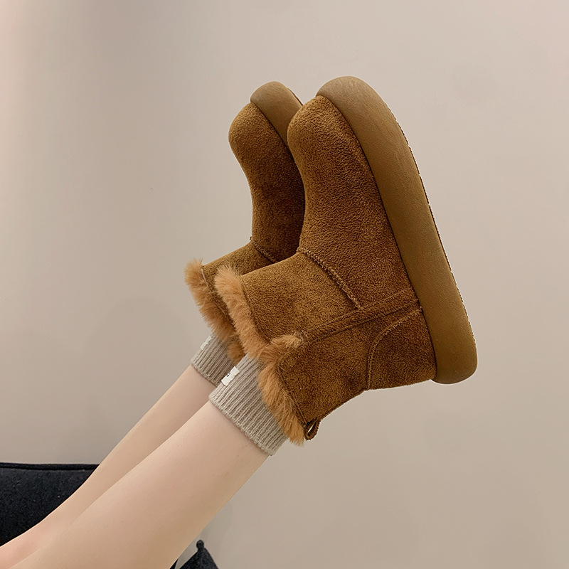 冬款森系小土豆雪地靴子女厚底复古勃肯短靴加绒保暖厚绒棉鞋